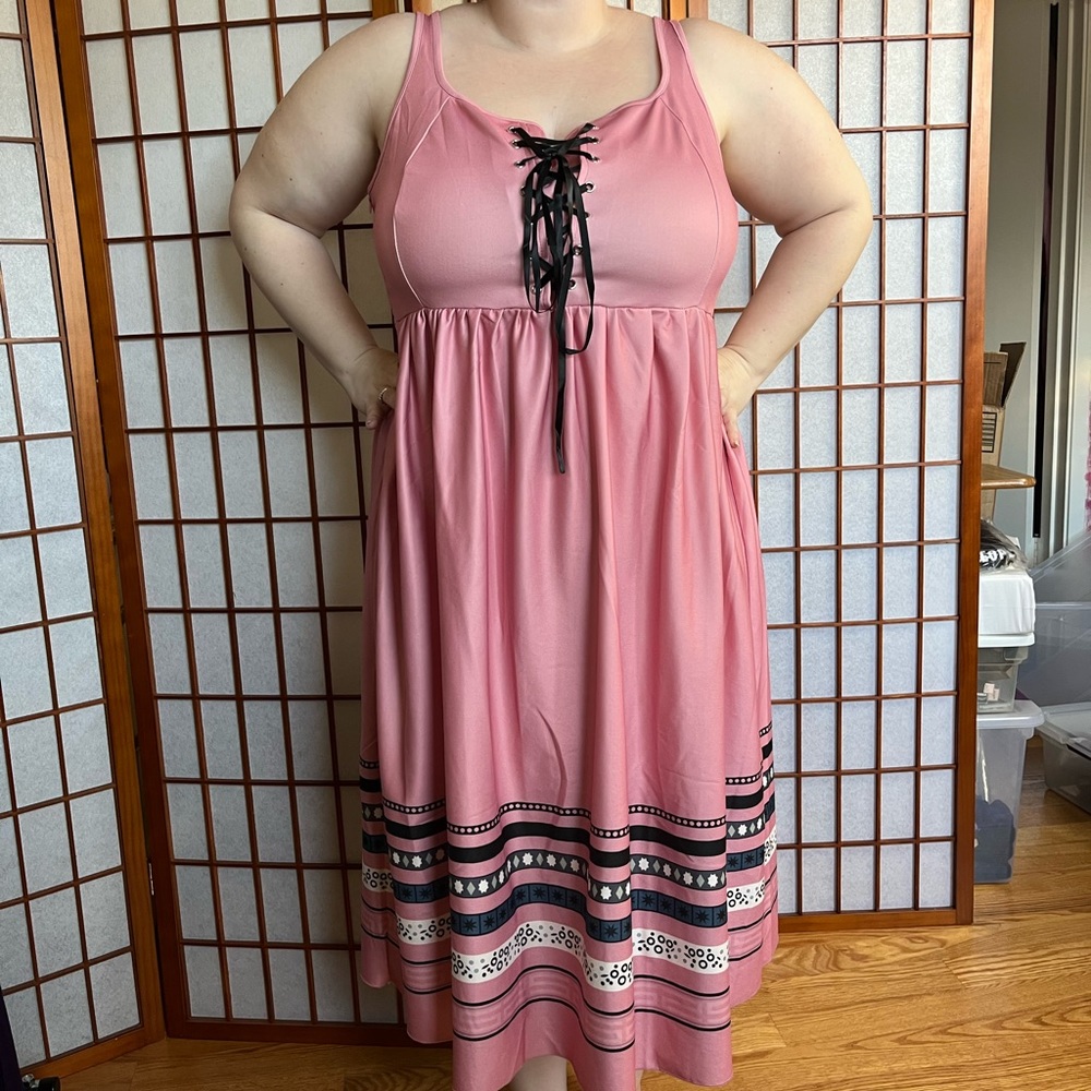 Pink lace up dress 2XL